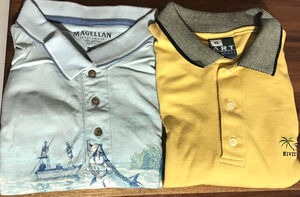 Lot of 2 Mens Polo Shirts Summer Outdoor XL, 2XL Short Sleeve Magellan Riviera